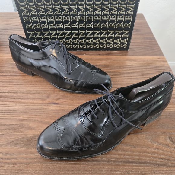 San Remo Men’s Black Leather Oxford Shoes Size 10 main image 15